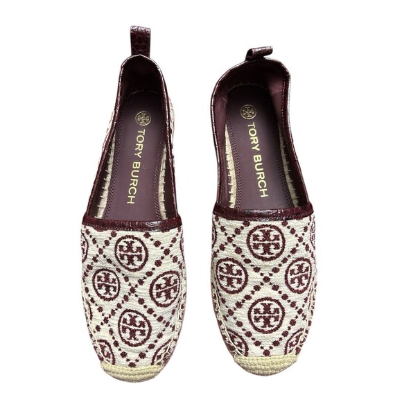 Tory Burch T Monogram Soft Croco Embossed Flatform Espadrille Shoe Sz 8.5  $298 - Picture 1 of 6